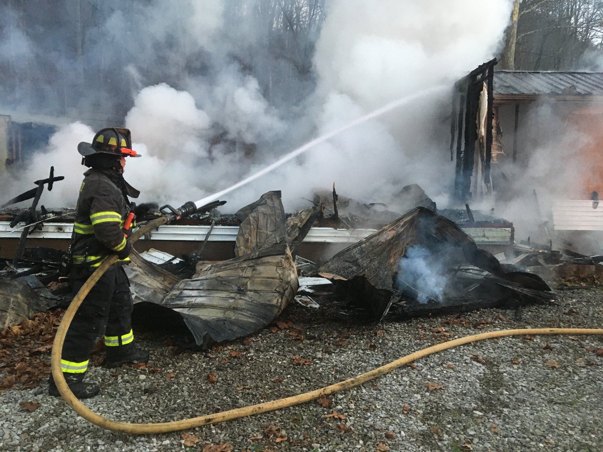Crews rushed to battle the flames that destroyed Harmons Creek Nazarene Church yesterday in Poca, West Virginia. 