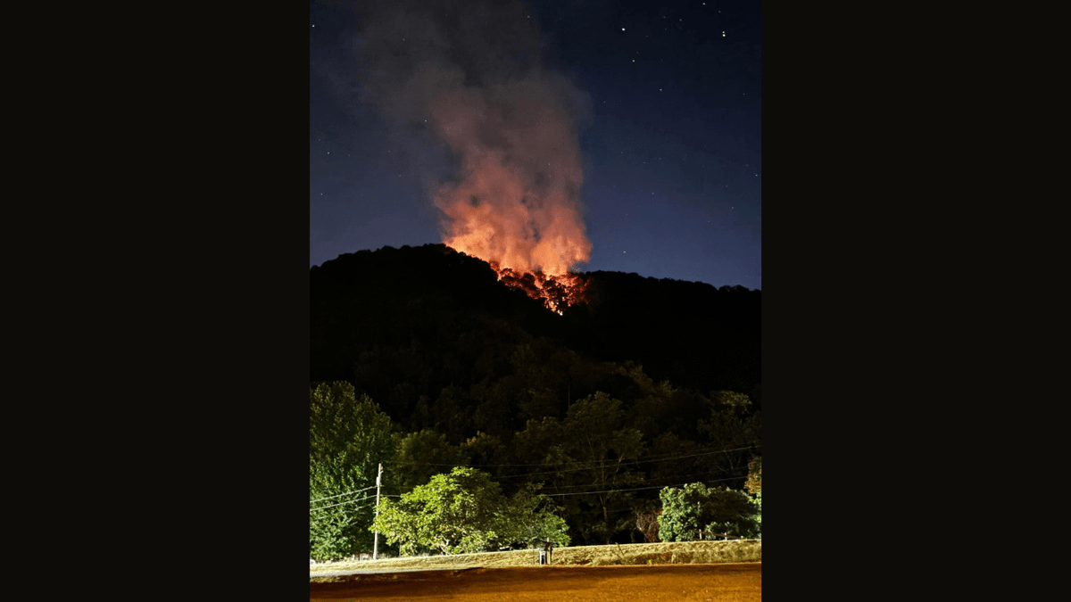 A brush fire is burning across a rural part of Kanawha County Monday night