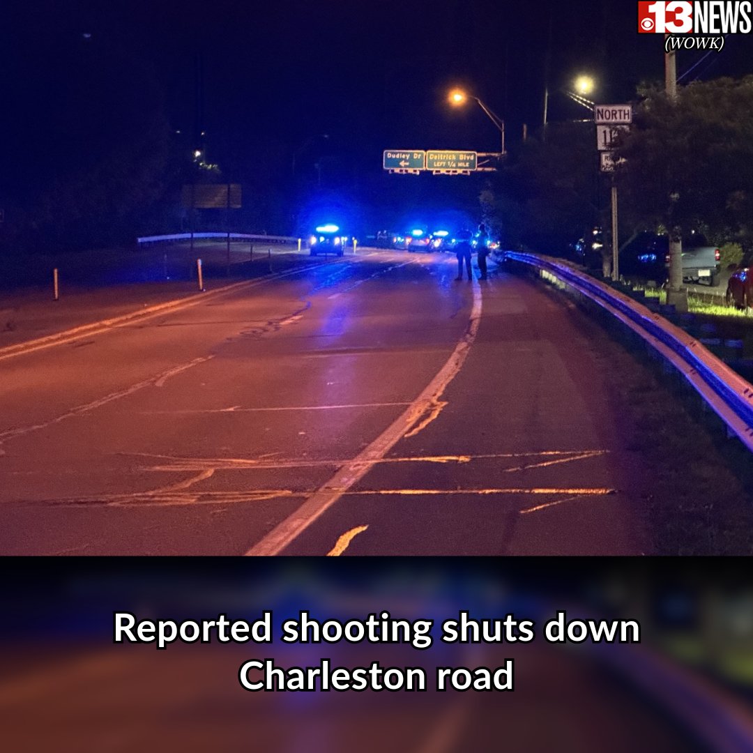A road in Charleston is shut down after a reported shooting Monday